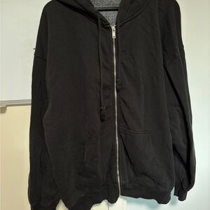 Brandy Melville Black Full-Zip Hoodie